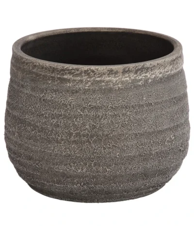 Dehner Keramik-Übertopf Yves, Bauchig, Grau