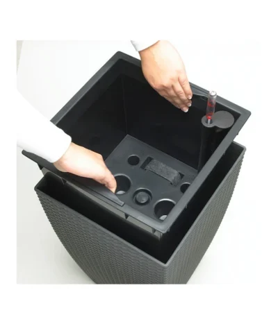 Dehner Kunststoff-Flechttopf Dallas, Quadratisch -Haus Pflanzen Welt 2460004 2460020 WE DE 010 EmsaKunststofftopf36x36cm