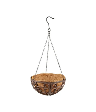 Dehner Gusseisen-Hängeampel Katalonien Mit Kokoseinlage, Rund, Rost, Ca. Ø30/H15 Cm