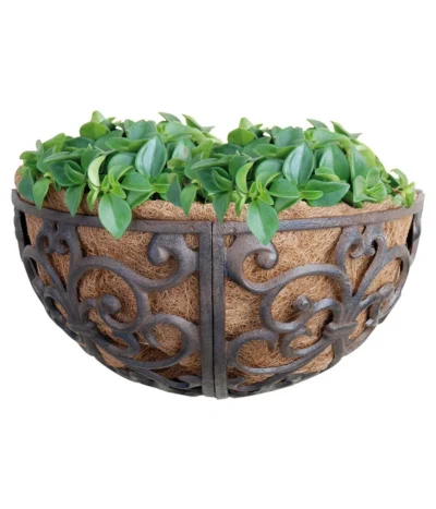 Dehner Gusseisen-Wandtopf, Ca. B29,5/H16,2/T16,2 Cm, Halbrund -Haus Pflanzen Welt 2745479 BildM 002 EsschertDesignWandtopfWandkorb35Cm