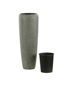 Dehner Polystone-Pflanzvase London, Rund, Grau, Ca. Ø34/H97 Cm -Haus Pflanzen Welt 2775500 WE DE 001 DehnerMQPolystoneVaseH97cmgrauBlumenvaseBlumentopf