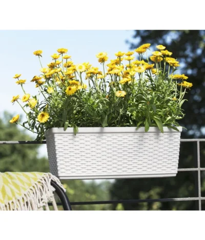 Dehner Kunststoff-Flechtkasten Dallas, Rechteckig -Haus Pflanzen Welt 2889723 WE FS 002 CasaMash weiss