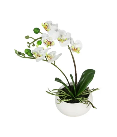 Dehner Kunstpflanze Mini-Orchidee Phalaenopsis, Weiß