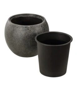 Dehner Polystone-Topf Kapstadt, Rund, Grau -Haus Pflanzen Welt 3207990 3208022 WE DE 002 DehnerPolystoneTopfbauchiggrau