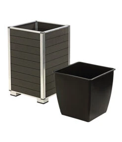 Dehner WPC-Pflanztopf Inkl. Kunststoff-Einsatz, Anthrazit -Haus Pflanzen Welt 3220985 WE DE 002 PolystonePflanztopfinklKunststoffEinsatzanthrazit