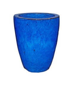 Keramik-Topf Delphi, Rund, Blau Glasiert