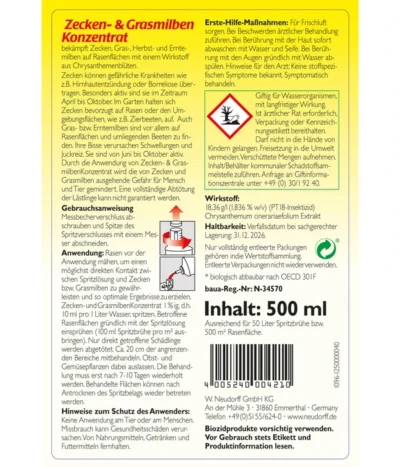 Neudorff Zecken- & Grasmilbenkonzentrat, 500 Ml -Haus Pflanzen Welt 3535291 WE DE 002 NeudorffZecken undGrasmilbenkonzentrat500mlZeckenschutzZeckenmittel