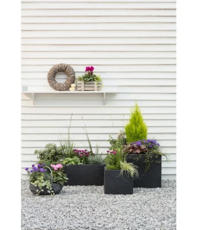 Dehner Kunststoff-Blumenkübel Palermo, Anthrazit -Haus Pflanzen Welt 3728110 3728151 3940756 WE MO 006 KunststoffBlumenkuebelKubusanthrazitBlumentopf
