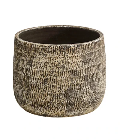 Dehner Keramik-Übertopf Stef, Rund, Braun