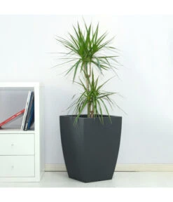 Farmet Kunststoff-Topf-Set Hydrus, Quadratisch, Anthrazit, 2-teilig -Haus Pflanzen Welt 4182325 WE DE 002 HYDRUSQuadratischerPflanzkuebel36x36x50cmhochDUNKELANTHRAZIT