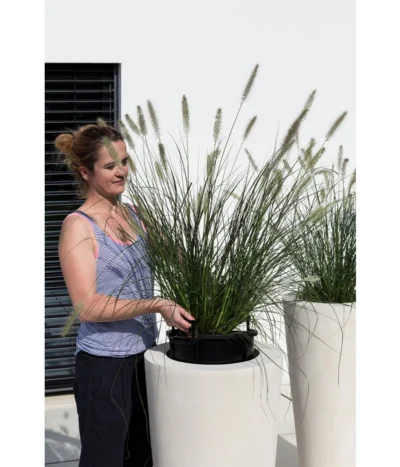 Fleur Ami Polystone-Pflanzgefäß Conical, Konisch, Ca. Ø43/H80 Cm -Haus Pflanzen Welt 4183984 WE MO 003 PolystPflgef43x80cmCreme