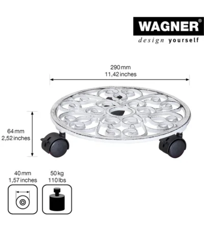 Wagner Pflanzenroller Antik, Ø 29 Cm, Weiß -Haus Pflanzen Welt 4272506 WE DE 001 PflRollerAntikD29CM