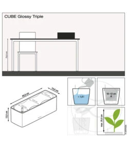 LECHUZA® CUBE Glossy Triple, All-in-One Set, 40 Cm -Haus Pflanzen Welt 4310702 4310678 4310652 WE DE 001 CubeGlossyTriple14