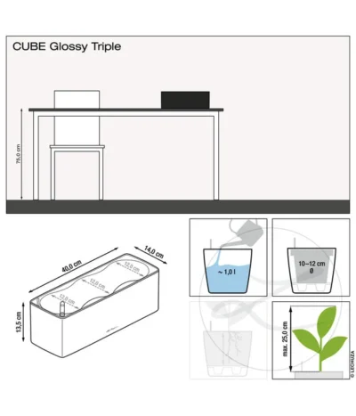 LECHUZA® CUBE Glossy Triple, All-in-One Set, 40 Cm 11 LECHUZA® CUBE Glossy Triple, All-in-One Set, 40 Cm -Haus Pflanzen Welt 4310702 4310678 4310652 WE DE 001 CubeGlossyTriple14
