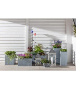 Dehner Leichtbeton-Topf Manchester, Quadratisch -Haus Pflanzen Welt 4410122 WE MO 001 SolardekostabAzzurroRosso