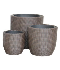 Dehner Polyrattan-Topf Alicante, Rund, Braun -Haus Pflanzen Welt 4442802 4442810 4442828 WE FS 001 DehnerPolyrattanTopfBraun