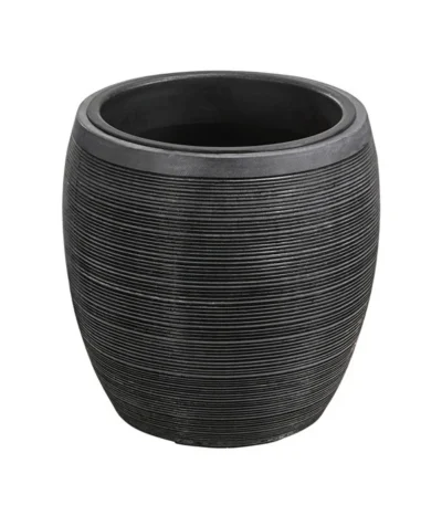 Dehner Polystone-Topf Singapur, Rund, Anthrazit