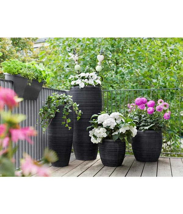 Dehner Polystone-Topf Singapur, Rund, Anthrazit 5 Dehner Polystone-Topf Singapur, Rund, Anthrazit – Bild 3