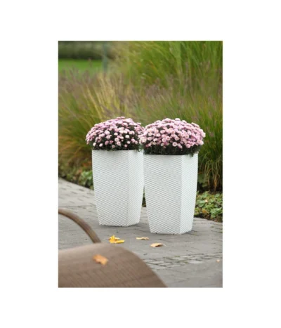 Dehner Kunststoff-Flechttopf Dallas, Quadratisch -Haus Pflanzen Welt 5336508 WE MO 002 KunststoffFlechttopf30x30cmWeissDehnerLiving