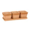 Degrea Terrakotta-Töpfchen Mit Untersetzer, Quadratisch, 3er-Set