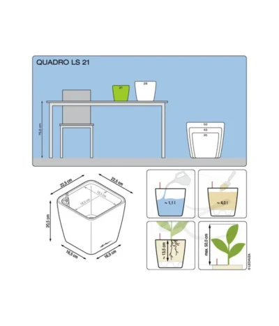 LECHUZA® QUADRO LS, All-in-One-Set -Haus Pflanzen Welt 5390174 3175270 5473541 5390182 5390190 5390166 WE DE 001 QuadroPremium21