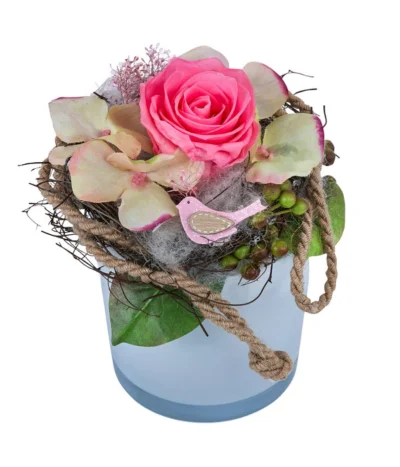 Dehner Arrangement Mit Longlife-Rose Finn, Rosa, Ca. Ø23/H24 Cm