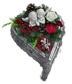 Grabgesteck, Herzförmig, Rot, Ca. B30/H25/T20 Cm