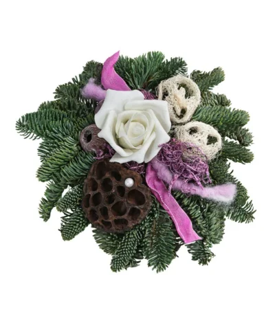 Grabgesteck, Rund, Creme/rosa, Ca. Ø25/H10 Cm