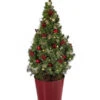 Geschmückter Weihnachtsbaum Antik, Mit Lichterkette, Ca. H70 Cm -Haus Pflanzen Welt 6201974 WE FS 001 WeihnachtsbaeumchenAntikrot23cmLED