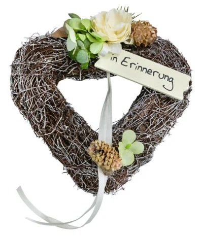 Grabgesteck Salim, Herzförmig, Weiß, Ca. B15/H6/T15 Cm