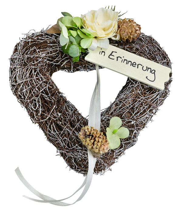 Grabgesteck Salim, Herzförmig, Weiß, Ca. B15/H6/T15 Cm 3 Grabgesteck Salim, Herzförmig, Weiß, Ca. B15/H6/T15 Cm