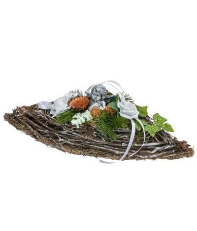 Grabgesteck Bristol, Oval, Weiß, Ca. B40/H14/T14 Cm