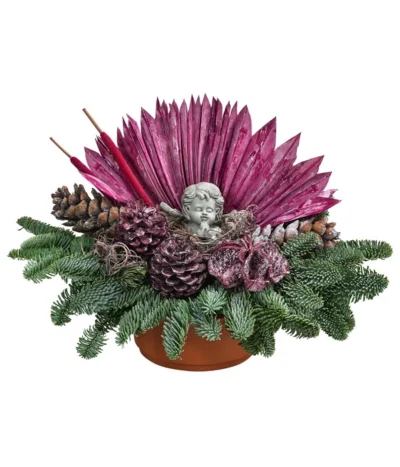 Grabgesteck In Terrakotta-Schale, Oval, Pink, Ca. B40/H30/T25 Cm