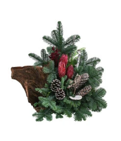 Grabgesteck Auf Wurzelholz, Dreieckig, Rot/braun, Ca. B55/H50/T45 Cm