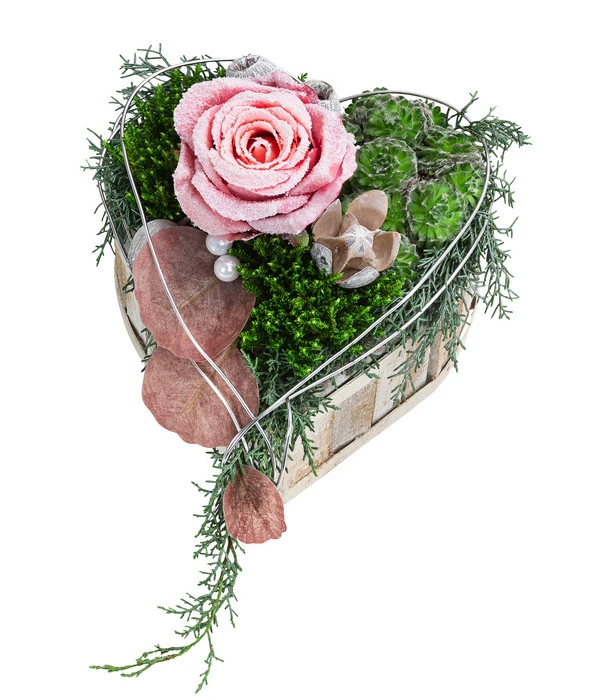 Grabgesteck Im Himmel, Herzförmig, Ca. B20/H20/T20 Cm 3 Grabgesteck Im Himmel, Herzförmig, Ca. B20/H20/T20 Cm