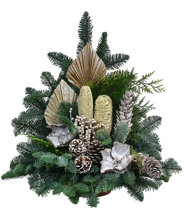 Grabgesteck In Terrakotta-Schale, Dreieckig, Braun, Ca. B50/H60/T40 Cm 3 Grabgesteck In Terrakotta-Schale, Dreieckig, Braun, Ca. B50/H60/T40 Cm