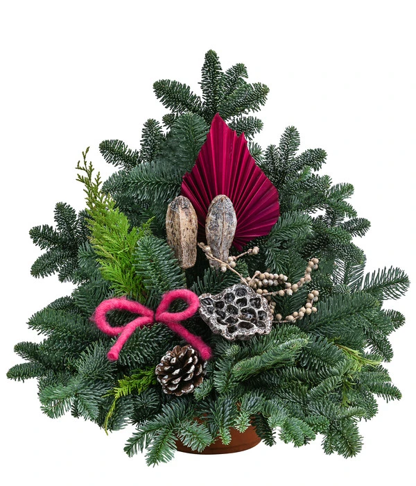 Grabgesteck In Terrakotta-Schale, Dreieckig, Rot, Ca. B40/H45/T30 Cm 3 Grabgesteck In Terrakotta-Schale, Dreieckig, Rot, Ca. B40/H45/T30 Cm