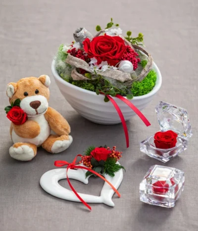 Dehner Kuschelbär Mit Longlife-Rose, Ca. B6/H10 Cm -Haus Pflanzen Welt 6537732 8167041 6380935 6034458 WE MO 001 Longlife 2