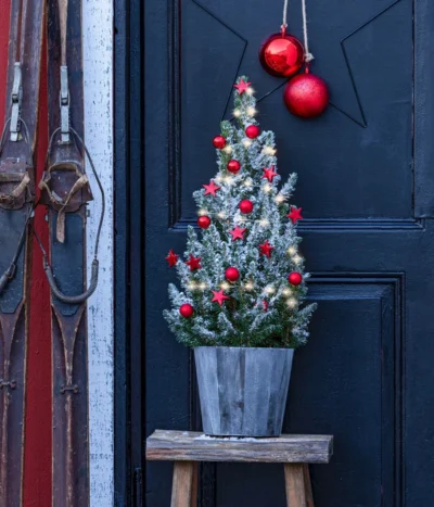 Geschmückter Weihnachtsbaum Wood, Mit Lichterkette, Ca. H50 Cm -Haus Pflanzen Welt 6552640 WE MO 001 WeihnachtsbaeumchenWoodRot19cmLED