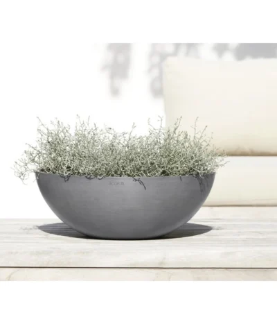 Ecopots Kunststoff-Topf Vienna, Rund, Grau, Ca. Ø50/H18 Cm -Haus Pflanzen Welt 6614457 WE MO 001 EcopotsKunststoffTopfViennarundgrau