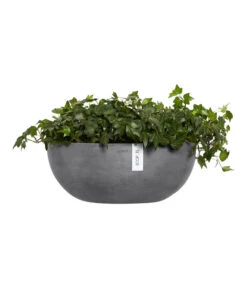 Ecopots Kunststoff-Schale Sofia Wall Mit Wassersystem, Oval, Grau, Ca. B43/H17,5/T25 Cm -Haus Pflanzen Welt 6614515 WE FS 004 EcopotsKunststoffSchaleSofiaWallmitWassersystemovalgrau