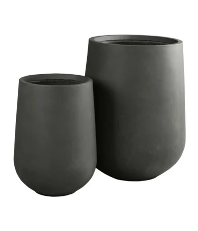 Dehner Fiberglas-Topf Curved, Rund, Grau -Haus Pflanzen Welt 6625776 6625784 WE DE 003 DehnerFiberglasTopfCurvedrundgrau