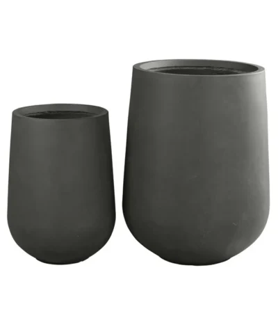 Dehner Fiberglas-Topf Curved, Rund, Grau -Haus Pflanzen Welt 6625776 6625784 WE DE 004 DehnerFiberglasTopfCurvedrundgrau