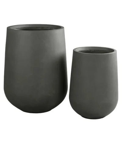 Dehner Fiberglas-Topf Curved, Rund, Grau -Haus Pflanzen Welt 6625776 6625784 WE DE 005 DehnerFiberglasTopfCurvedrundgrau