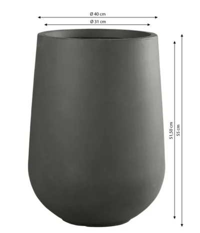 Dehner Fiberglas-Topf Curved, Rund, Grau -Haus Pflanzen Welt 6625776 WE BG 001 DehnerFiberglasTopfCurvedrundgrau