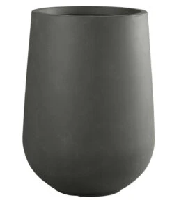 Dehner Fiberglas-Topf Curved, Rund, Grau