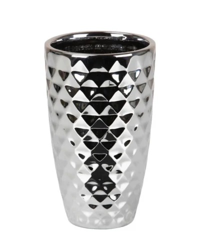 Scheurich Keramik-Vase Mirror Silver, Konisch, Silber, Ca. Ø15/H25 Cm