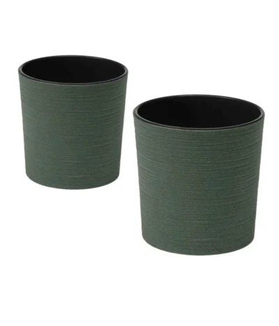 Siena Garden Kunststoff-Topf-Set ECO Lens, Rund, Ca. Ø25/H25 & Ø30/H30,5 Cm, 2-teilig