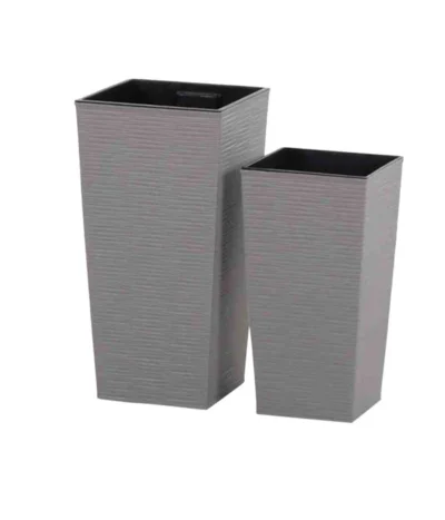 Siena Garden Kunststoff-Topf-Set ECO Nizza, Konisch, Grau, Ca. B25/H46,5/T25 & B30/H57/T30 Cm, 2-teilig