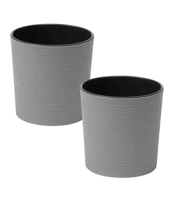 Siena Garden Kunststoff-Topf ECO Lens, Rund, Grau, Ca. Ø25/H25 Cm, 2er-Set 3 Siena Garden Kunststoff-Topf ECO Lens, Rund, Grau, Ca. Ø25/H25 Cm, 2er-Set